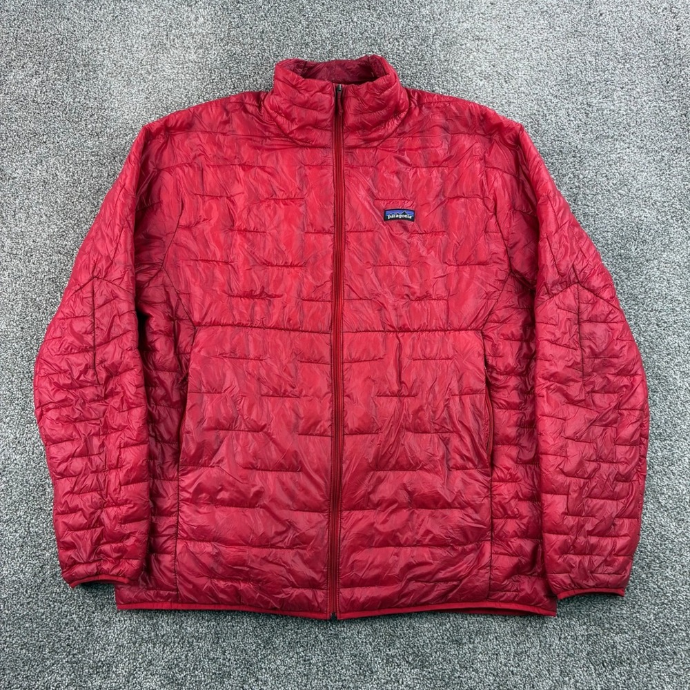 Patagonia Micro Puff Jacket Mens 2XL Red Full Zip Quilted Puffer 84065